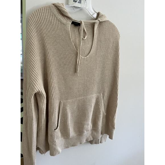 J. Crew Women's Pale Pink Ribbed Cotton/CASHMERE Sweater Hoodie Large-Rare - Picture 1 of 6